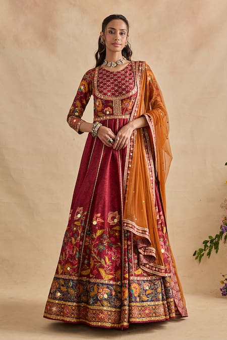 Kalista Elaya Floral Print Anarkali Set 