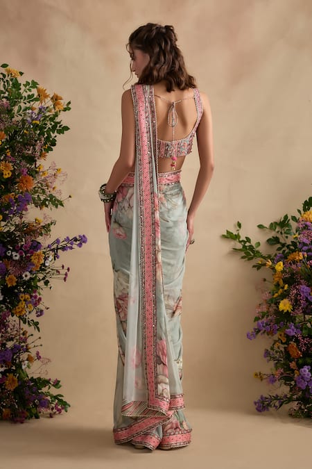 Kalista Jiveeka Floral Pattern Pre-Draped Saree Set 