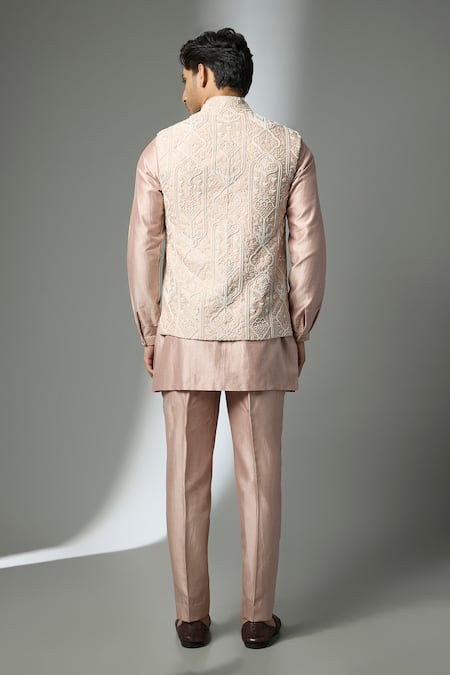 SALIL BHATIA Pearl Embellished Bundi & Kurta Set 