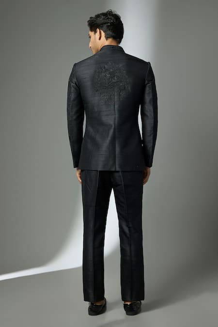 SALIL BHATIA Silk Zari Embellished Bandhgala Set 