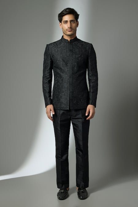 SALIL BHATIA Silk Zari Embellished Bandhgala Set 