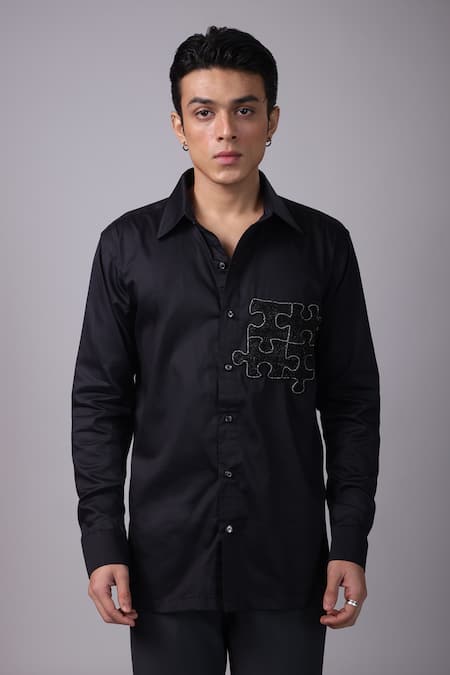 Label Shristi Chetani Puzzle Embellished Shirt 