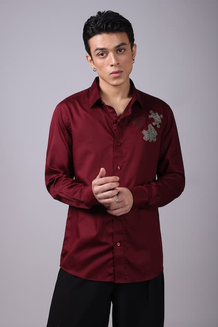 Label Shristi Chetani Placed Embellished Organza Shirt 