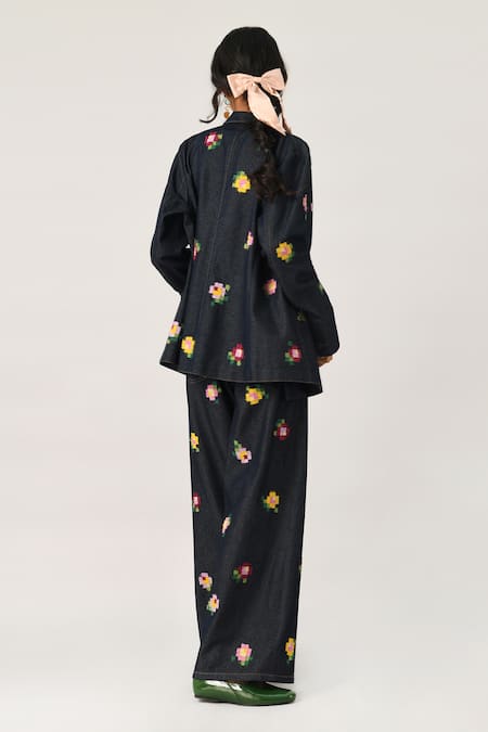 Payal Pratap Hezhangensis Embroidered Wide-Legged Jeans 