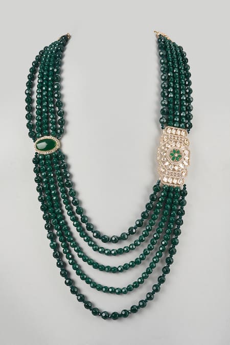 SALIL BHATIA Emerald Semi Precious Stone Layered Mala 