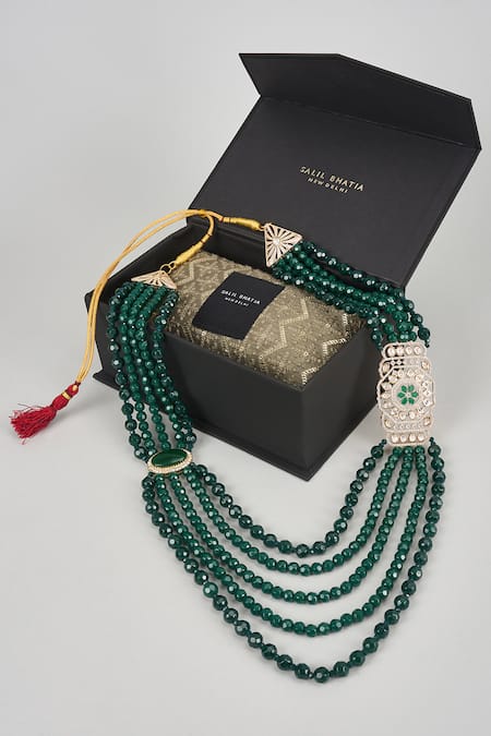 SALIL BHATIA Emerald Semi Precious Stone Layered Mala 
