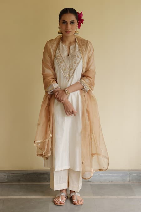 Apeksha Jain Label Meher Chanderi Kurta Pant Set 