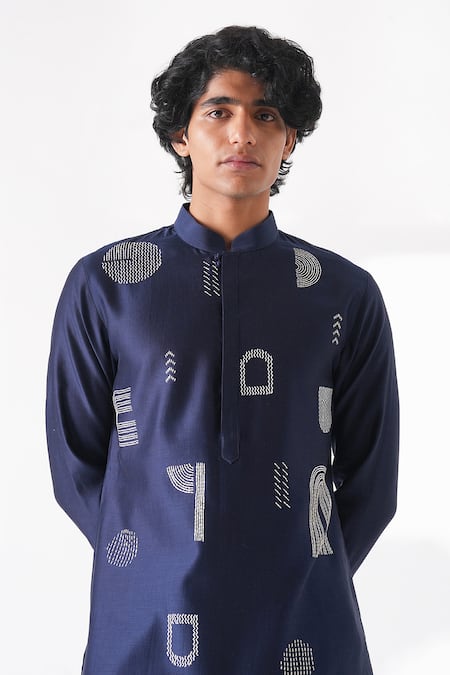 Dhruv Vaish Embroidered Motif Placement Short Kurta 
