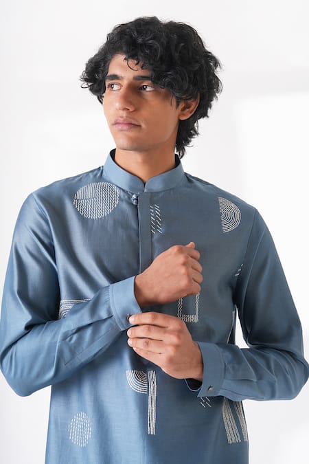 Dhruv Vaish Embroidered Motif Placement Kurta 