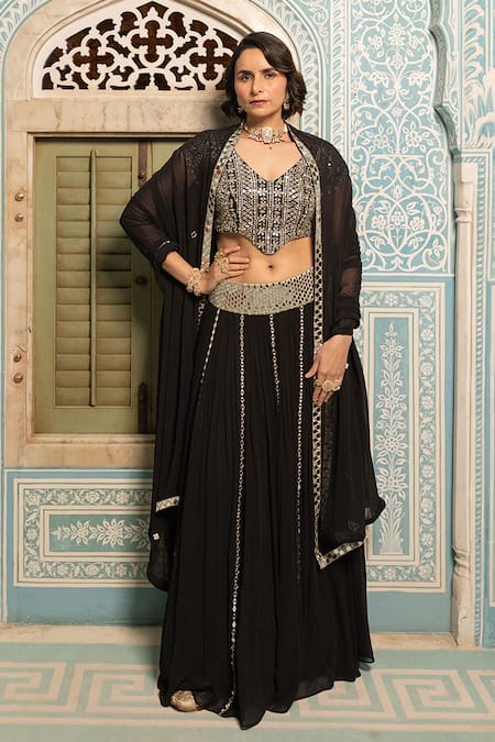 Sajeda A Lehry Mirror Hand Embroidered Lehenga Set 