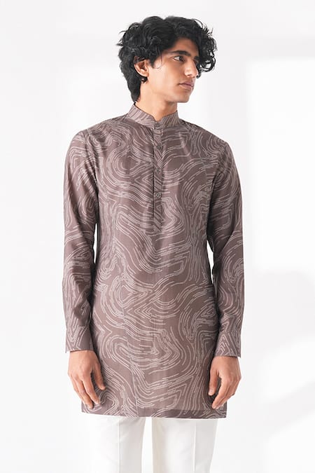 Dhruv Vaish Geometric Print Short Kurta 