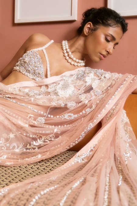 Dilnaz Grid Hand Embroidered Blouse 