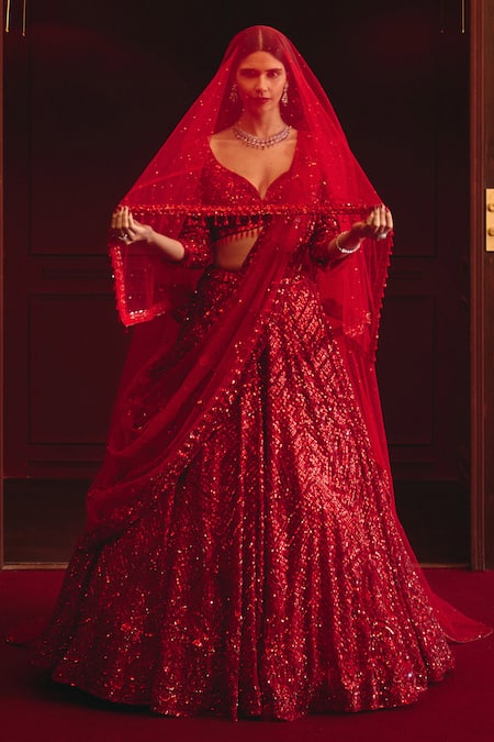 Angad Singh The Royal Ember Embroidered Lehenga Set 