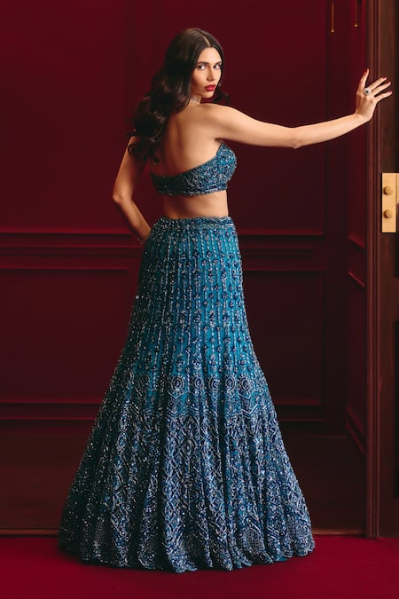 Angad Singh Plume Of The Regent Net Lehenga Set