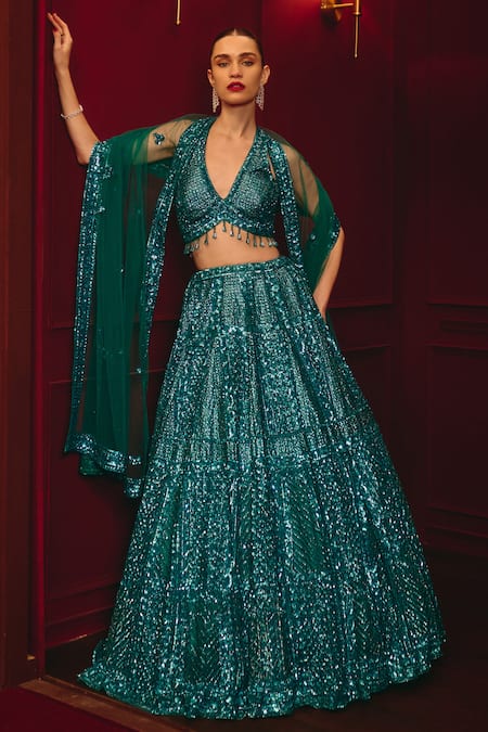 Angad Singh Azure Dynasty Embroidered Lehenga Set