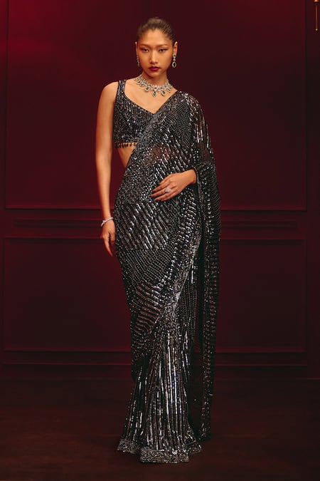 Angad Singh Eclipse Of Power Embroidered Saree Set 