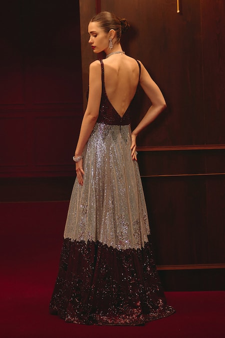 Angad Singh Crimson Authority Embroidered Anarkali Set 