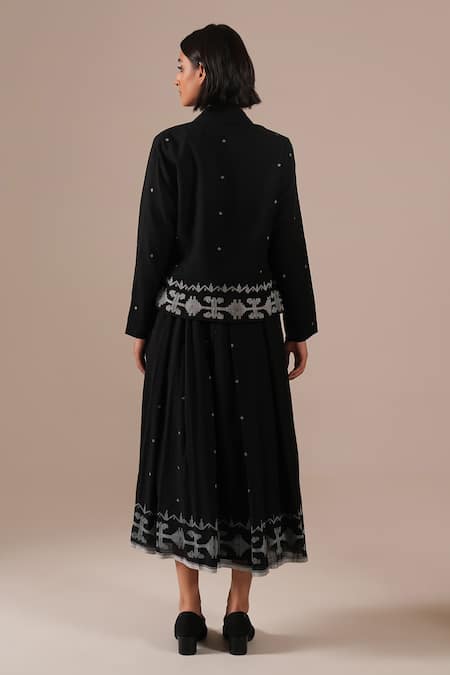 Indigo Dreams Handwoven Jamdani Cotton Dress & Jacket Set 