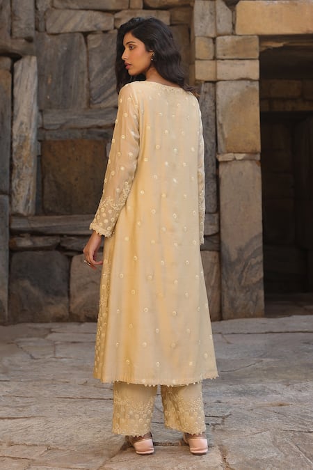 Label Niti Bothra Dori Embroidered Silk Modal Kurta Set 