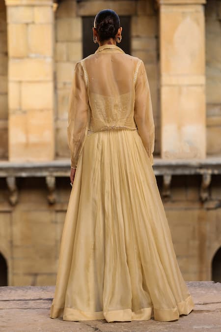 Label Niti Bothra Pearl Embroidered Jacket Lehenga Set 