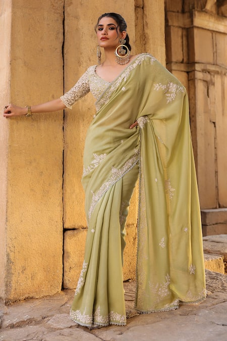 Label Niti Bothra Resham Border Embroidered Saree Set 