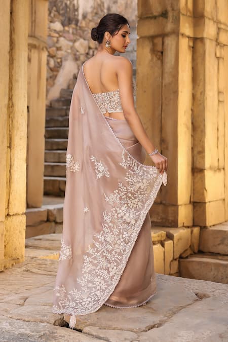 Label Niti Bothra Applique Embroidered Saree Set 