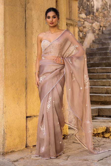 Label Niti Bothra Applique Embroidered Saree Set 