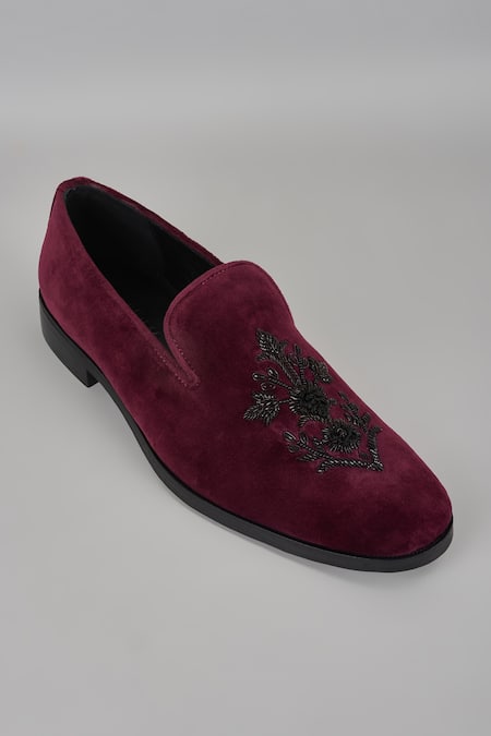 SALIL BHATIA Velvet Dabka Hand Embroidered Loafers 