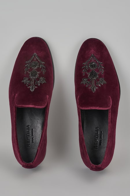 SALIL BHATIA Velvet Dabka Hand Embroidered Loafers 