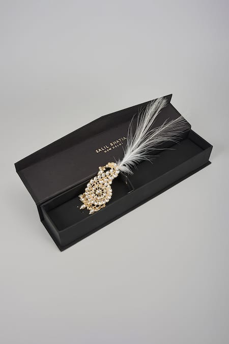 SALIL BHATIA Semi Precious Kundan & Pearl Feather Kalangi 