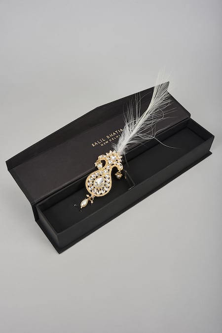 SALIL BHATIA Semi Precious Kundan & Pearl Feather Kalangi 