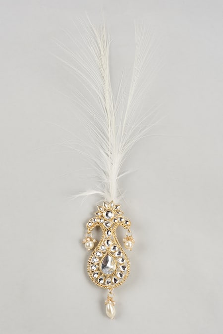 SALIL BHATIA Semi Precious Kundan & Pearl Feather Kalangi 