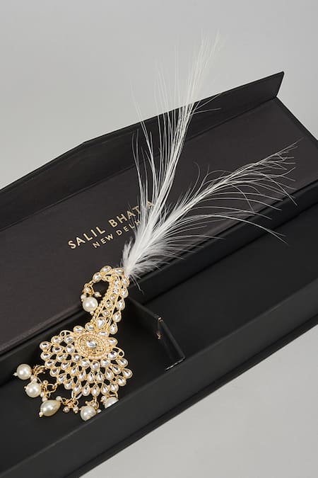 SALIL BHATIA Semi Precious Kundan & Pearl Feather Kalangi 