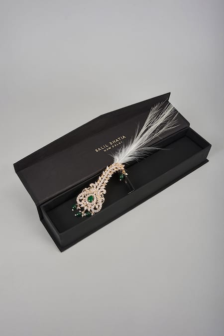 SALIL BHATIA Semi-Precious Kundan Pearl Feather Kalangi 