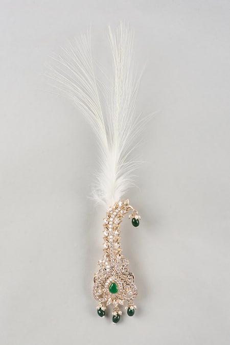 SALIL BHATIA Semi-Precious Kundan Pearl Feather Kalangi 