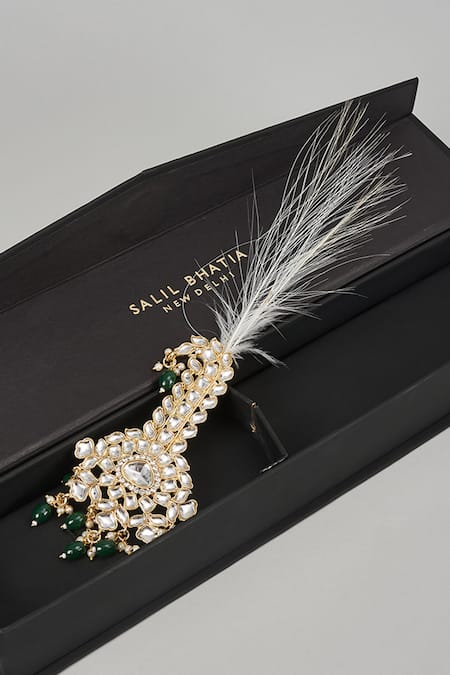 SALIL BHATIA Semi Precious Kundan & Pearl Feather Kalangi 