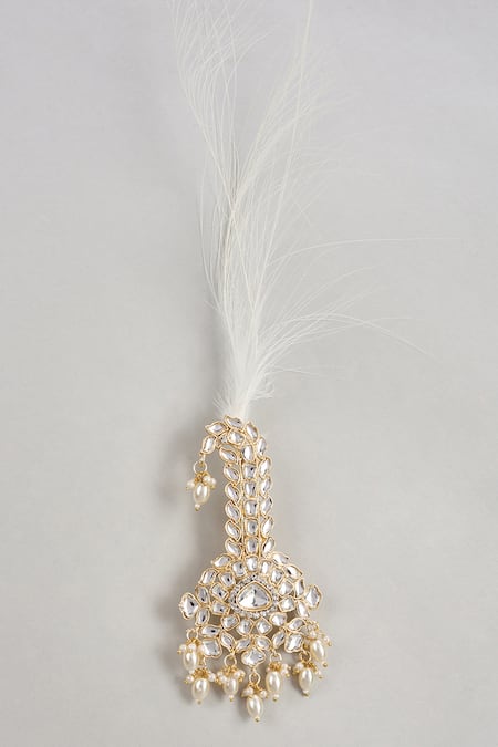 SALIL BHATIA Semi Precious Kundan & Pearl Feather Kalangi 