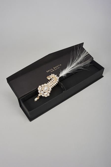 SALIL BHATIA Semi Precious Kundan & Pearl Feather Kalangi 