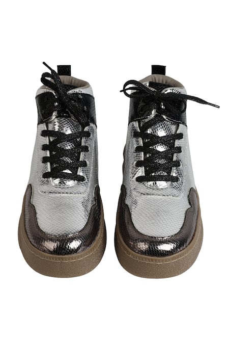 Sole Mates by Palak Silver Vortex High Top Sneakers 