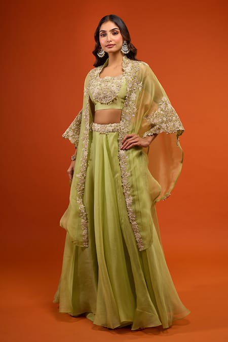 Prisho Gota Patti Work Cape Lehenga Set 