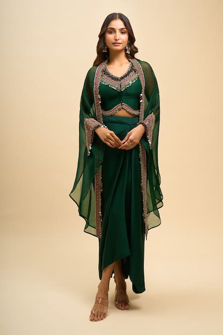 Prisho Geometric Work Cape Skirt Set 