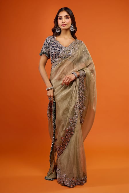 Prisho Resham Work Saree & Blouse Set 