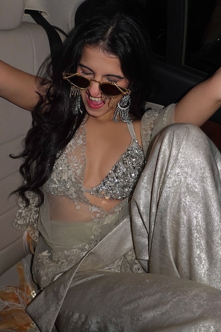 Shop_Dilnaz_Gold Satin, Polyester Stones, Crystals, Faux Imitation Encrusted Bikini Top _Online_at_Aza_Fashions