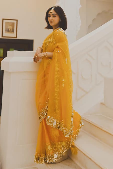 Buy_Dilnaz_Purple Satin, Net Embroidery, Sequins Embellished Blouse 