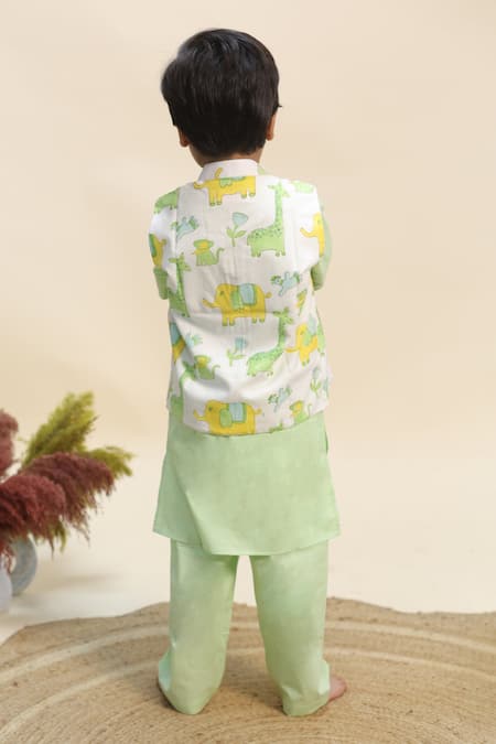Kalp The Little Maharaja Printed Bundi Kurta Set 