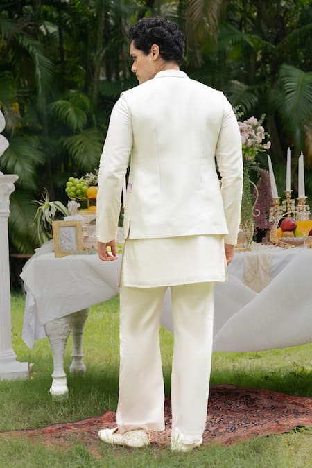 PAARSH Chivar Pattern Bundi Kurta Set 