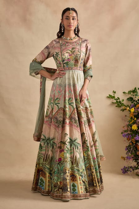 Kalista Shloka Floral Print Anarkali With Dupatta 