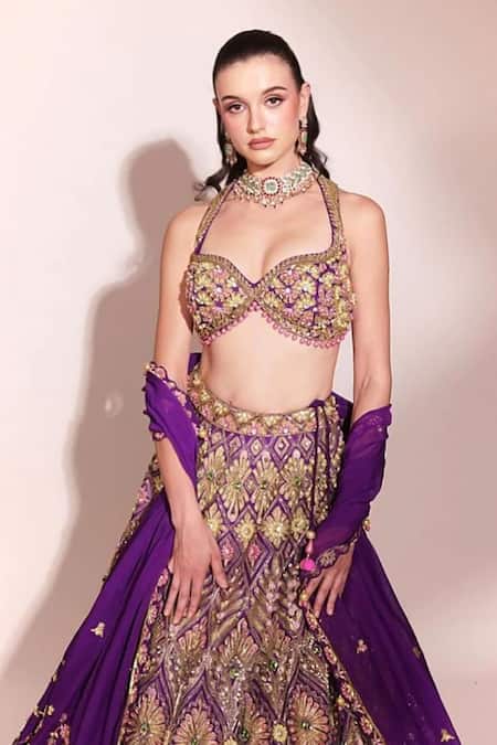 Anshika Tak Label Taara Lilac Emrboidered Lehenga Set 