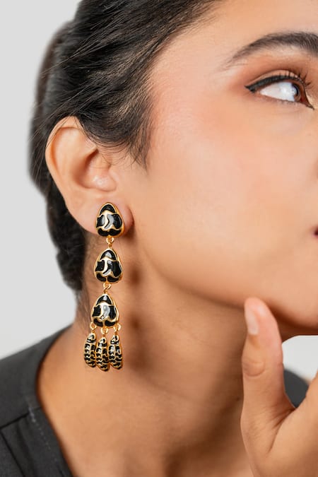 Shop Bauble Bazaar Black Claws Out Dangler Earrings Online at Aza Fashions Shop_Bauble Bazaar_Black Claws Out Dangler Earrings _Online_at_Aza_Fashions
