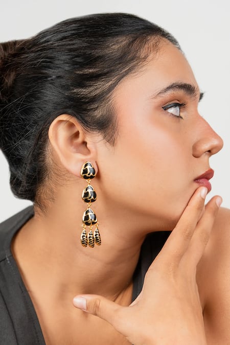 Bauble Bazaar Black Claws Out Dangler Earrings at Aza Fashions Bauble Bazaar_Black Claws Out Dangler Earrings _at_Aza_Fashions